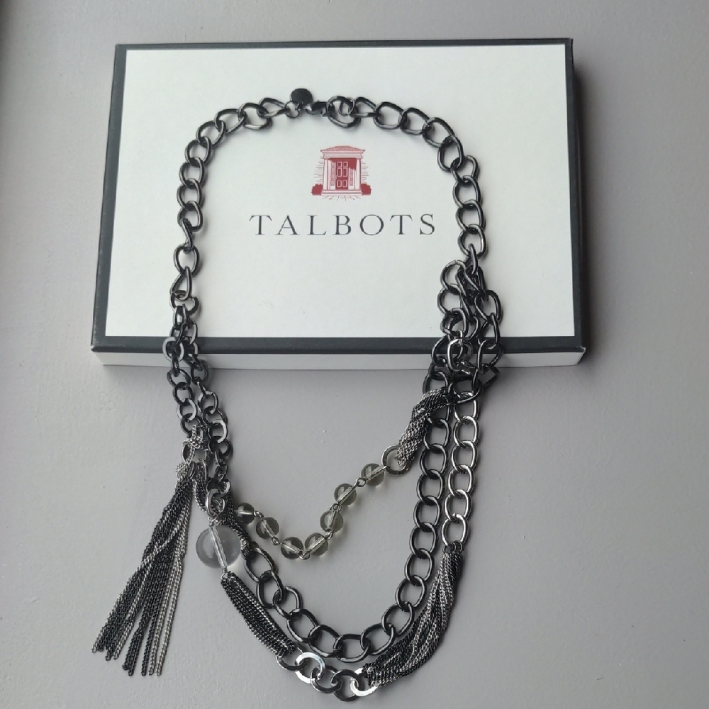 Talbots Black and Silver Multi-Strand Necklace